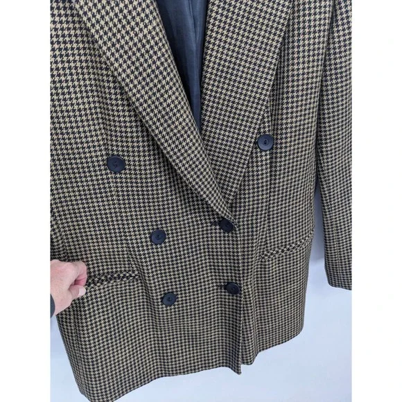 Vintage Pendleton Wool Blend Blazer Women 12 Classic Houndstooth Academia Office - Picture 3 of 9